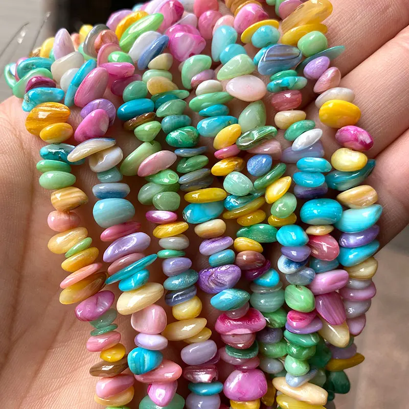 الجملة غير النظامية الطبيعية شل الخرز مختلف اللون الوردي الأزرق بليك الأبيض لصنع المجوهرات سوار ذاتي الصنع 5-8 مللي متر 38-40 سنتيمتر/ستراند