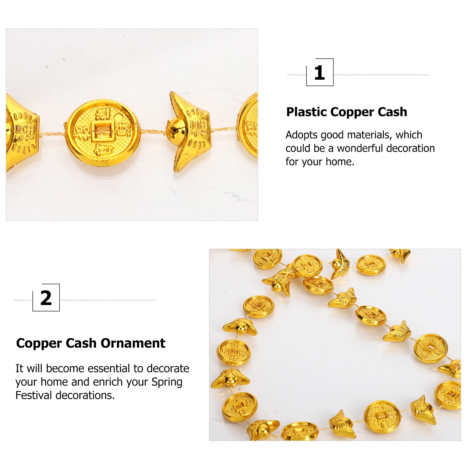 

New Year String Hanging Decor Plastic Gold Ingot Pendant Festival Holiday Home Decoration Party Prop Golden