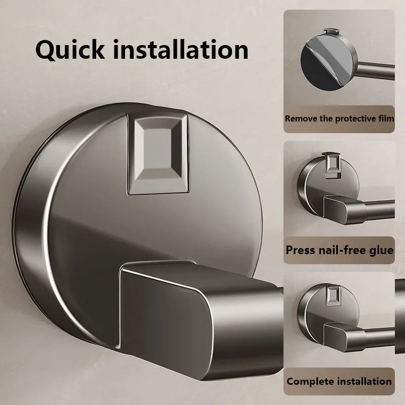 Non Perforated Suction Cup Wall Mounted Towel Rack, Bathroom Storage Rack, Bathroom Horizontal Bar Towel Rack