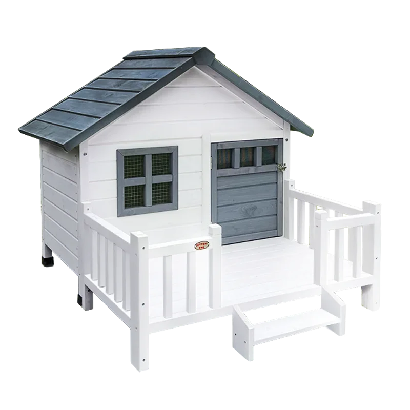 Outdoor dog house luxury balcony villa outdoor large dog house dog cage winter rain-proof cold-proof solid wood