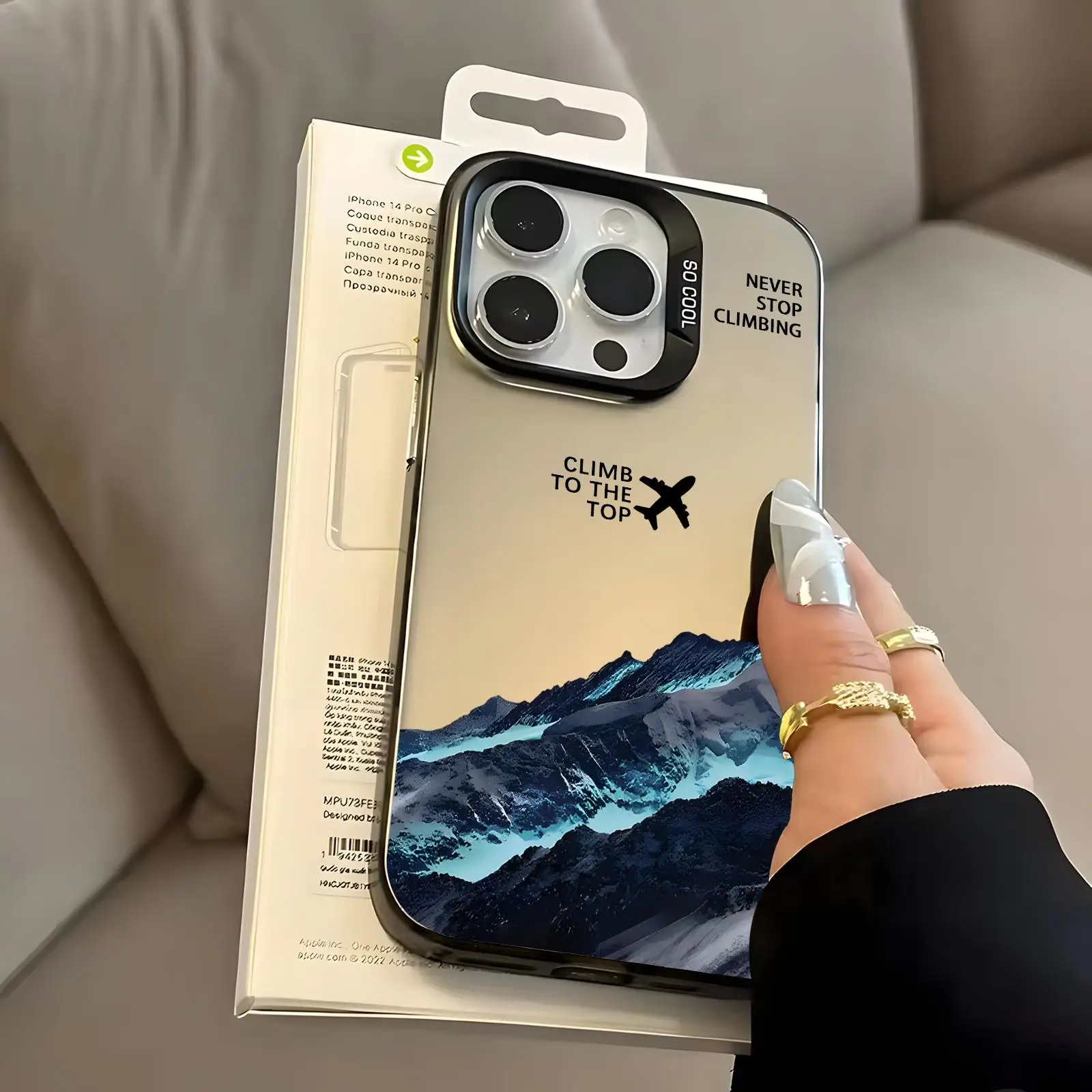 Carcasa para Teléfono IMD Climb to the Summit Silver para iPhone 17 16 15 14 13 12 11 Air Pro Max T-The North Fashion F-Face, Funda Antigolpes