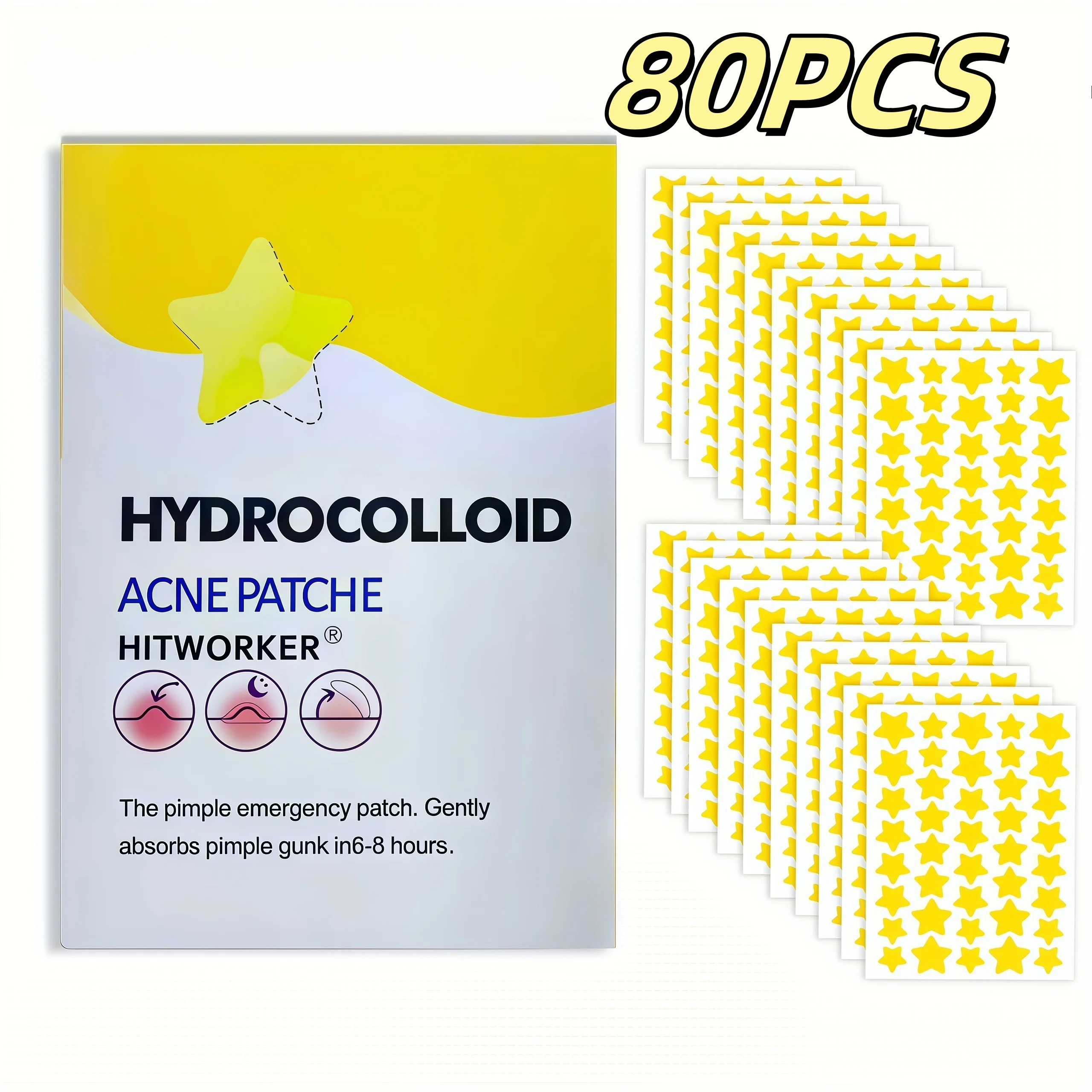 80/200/400 Count Superstar Hydrocolloid Pimple Patches - Cute Star-Shaped Cover, Colorful & Shiny, Fragrance-Free, Paraben-Free