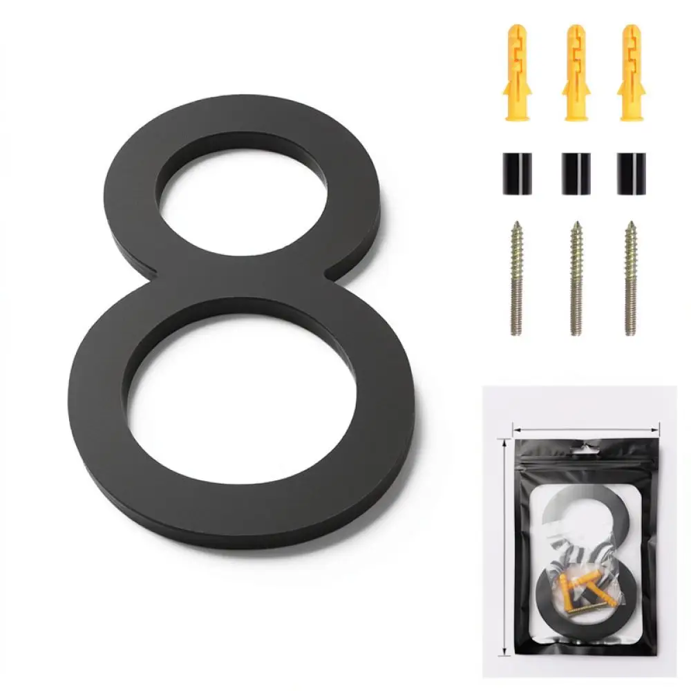 Elegant Matte Black Acrylic Door Number Plate 3D Modern Style Sign For Home Office Hotel Entrance Identification