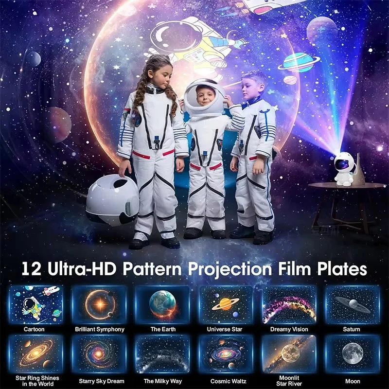 New Astronaut Galaxy Projection Light 12 Image Discs Galaxy Night Light Ceiling Atmosphere Lighting LED Space For BedRoom Decor