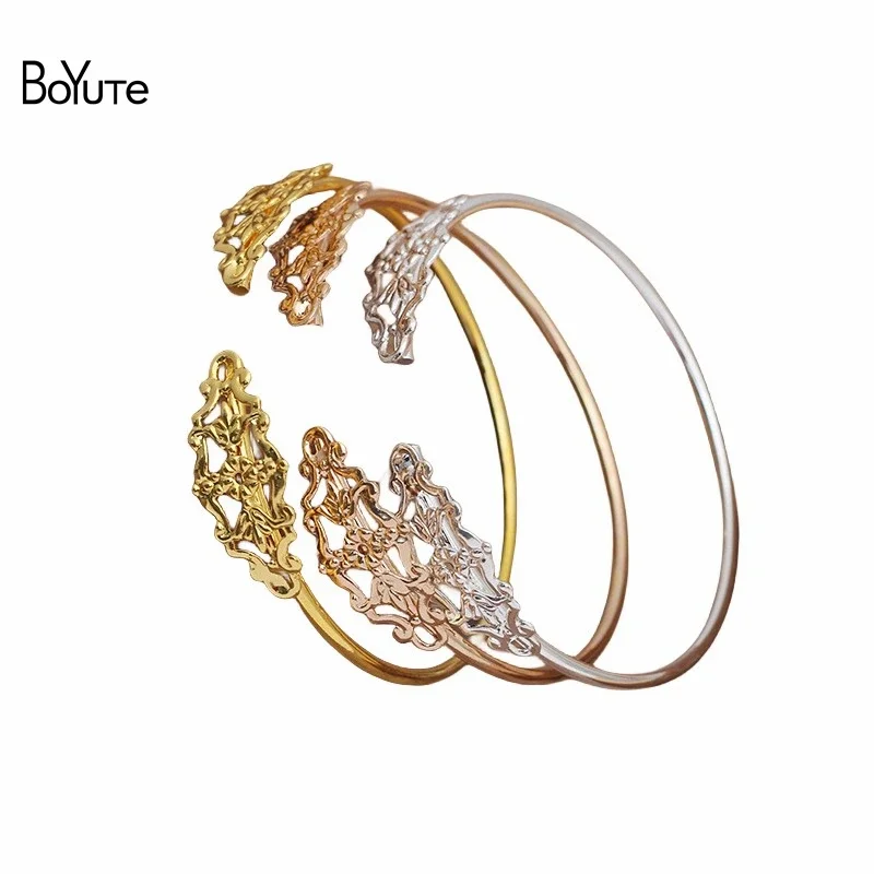 

BoYuTe (10 Pieces/Lot) 56*2MM Metal Brass Bracelet Welding 12*27MM Filigree Base Diy Jewelry Making Accessories Wholesale