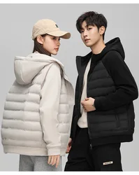 Chaqueta con capucha informal de invierno para hombre, chaquetas de plumón de pato 90% para mujer, Parkas cálidas para exteriores, abrigo de estilo Unisex para exteriores, trajes a juego