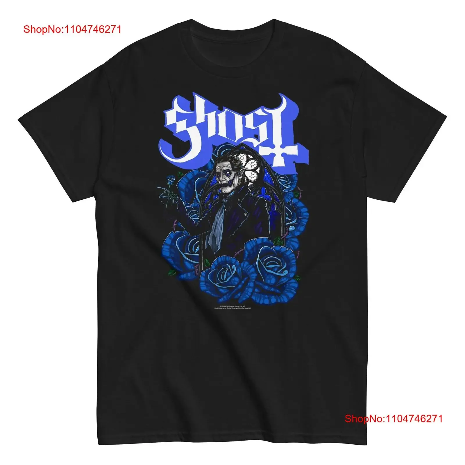 Ghost Blue Roses T Shirt vintage Washed Stretched homme Breathable Versatile Comfortable Unisex Casual Slightly graphic fashion