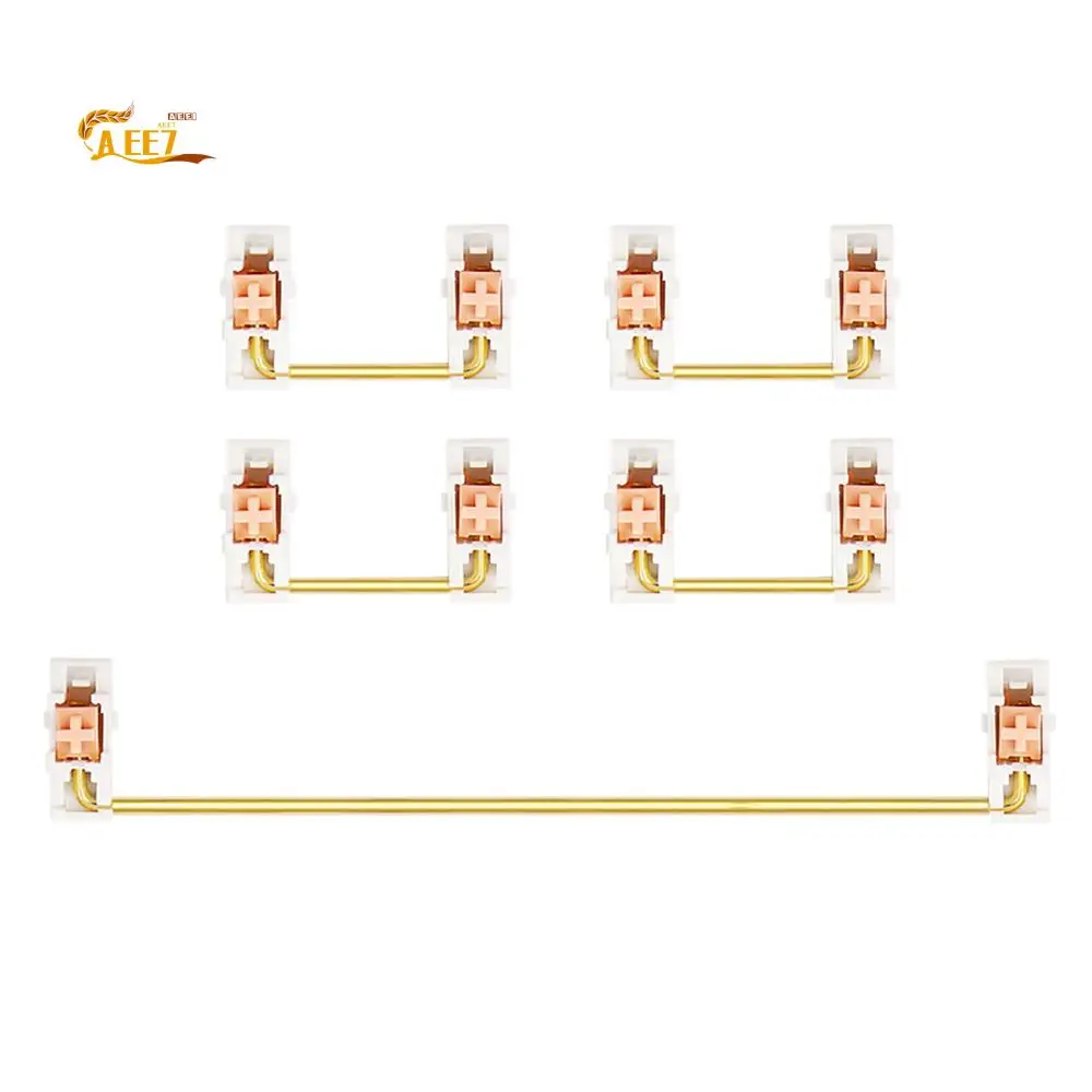 AEE7-Gold Plated Plate Mounted Stabilizer For Custom Mechanical Keyboard 2U 6.25U (White Pink)