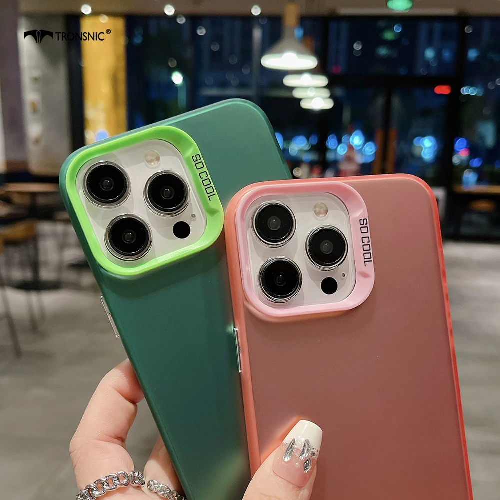 Acrylic Colorful Phone Case for iPhone 15 14 13 12 11 Pro Max Xs Max XR Luxury Soft Frosted Purple Red Solid Color Simple Covers