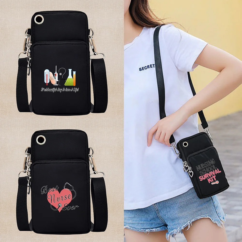 Unisex Phone Bag Wallet Travel Shopping Bags Fashion Nurse Print Theme Storage Bag Phone Bags Cover Leisure Crossbody Bags
