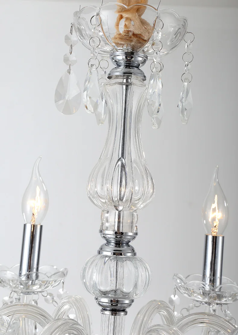 Multi-Arm Transparent Crystal Chandelier LED Wall Lamp E14 without Shade Lustres De Cristal Optional 6/8/10 Arms