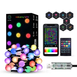 Luzes de natal sonho cor led string iluminação ws2812b endereçável individualmente rgb-módulo led usb controlador música dc5v