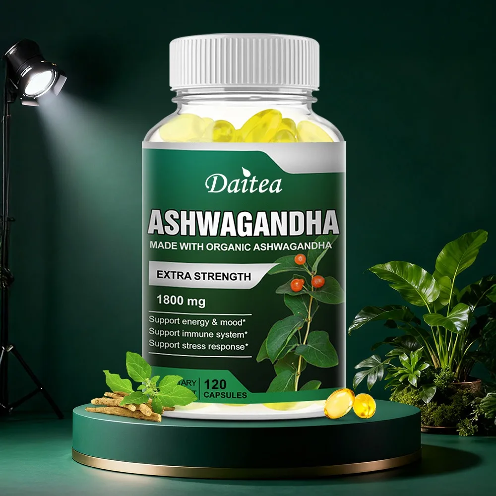 

Organic Ashwagandha, Potent Formula, 1800mg, Improves Mood, Strengthens The Immune System, and Relieves Stress