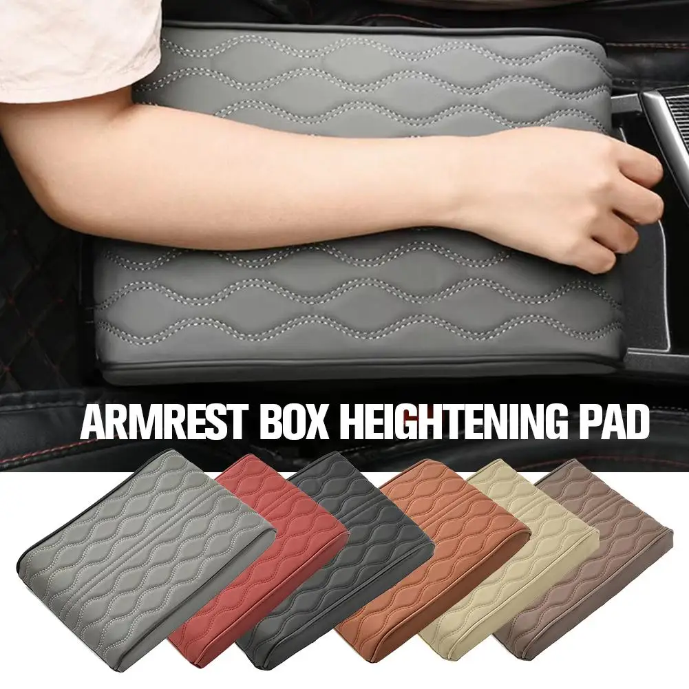 Wave Embroider PU Leather Car Armrest Mat Center Console Protection Protector Storage With Armrest Pad Auto Box Cover Cushi J9H6
