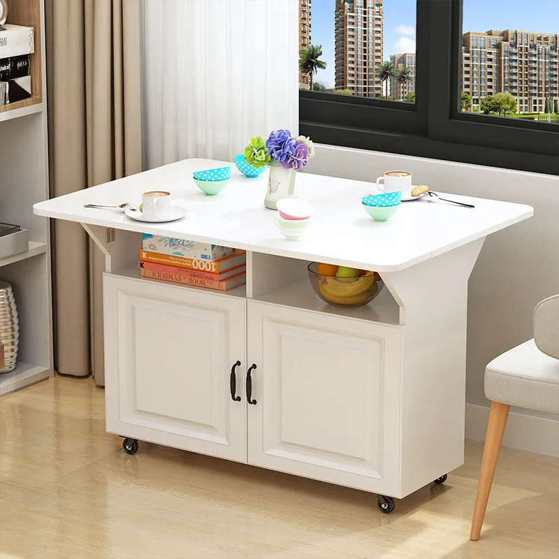 Movable rectangular simple folding table for 4 people and 6 people rental room folding table household small apartment dining ta