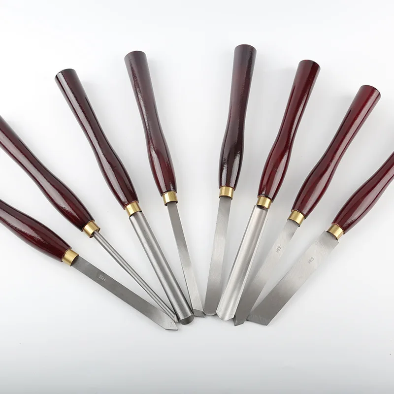 HSS 8PCS  Woodturning Tools Set Chisel Sharpening Woodworking Carving Beveled Chisel High Quality Lathe Milling Cutter Hand Tool