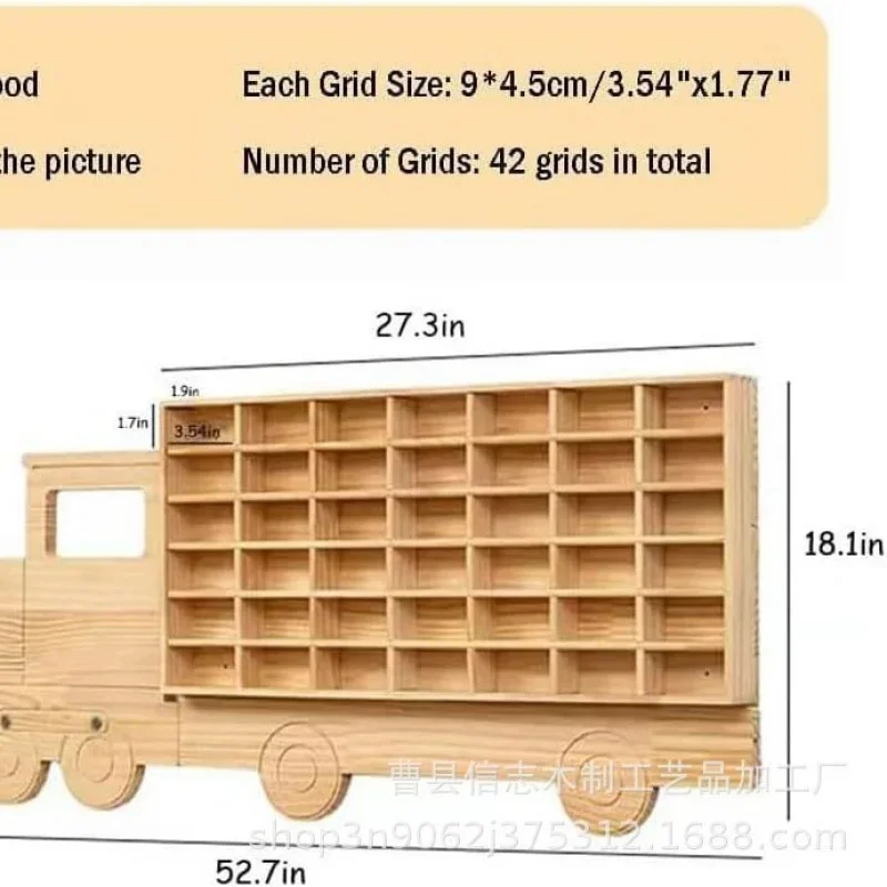 

Wall-Mounted Wooden Toy Car Display Rack Holds 42 Model Boxes Independent Shelf for Collectible Cars Storage Organizer