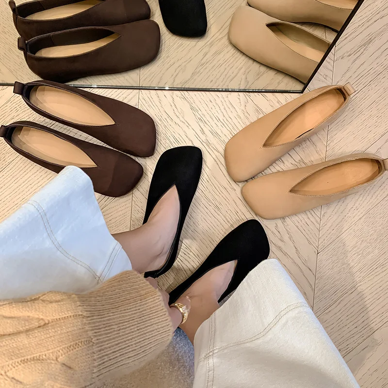 

Arden Furtado 2025 Spring cowhide Lazy shoe square toe Pull-on Increased Internal Single shoe large size leisure Flats shoe