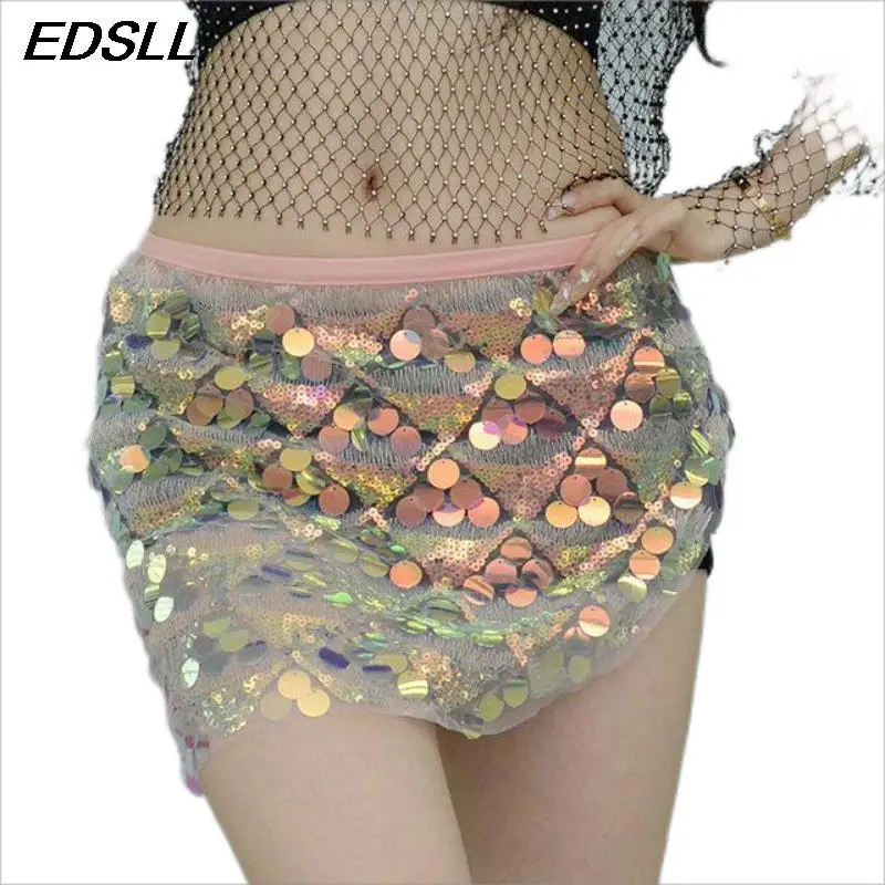 رائجة البيع النساء الرقص اكسسوارات الترتر وشاح الورك الخصر سلسلة مجموعة مثير التفاف الورك تنورة قصيرة مثلث وشاح التدريب الملابس