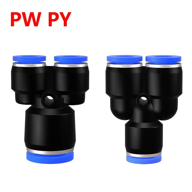 

50Pcs Plastic Pneumatic Connector Pipe Fitting Quick Push For Air Water Connecting PY PW 4 6 8mm 10mm 12mm Y Shape Hose Fittings
