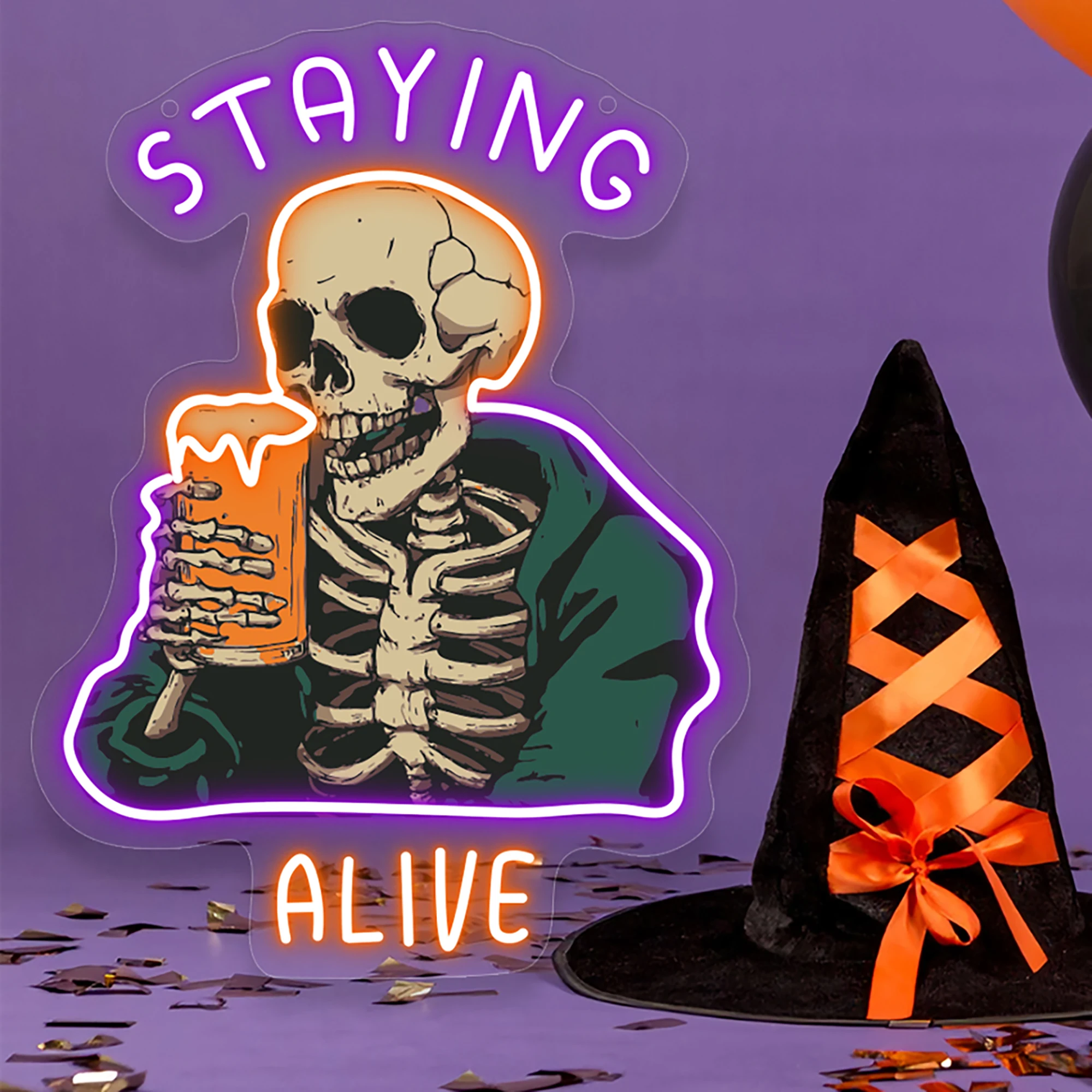 

1PC Skeleton UV Neon Signs Light, LED Neon Sign, Valentines Decorations,New Years Decorations