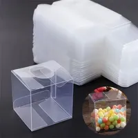 10pcs Square Transparent PVC Folding Buckle Cover Plastic Box Chocolate/toy/jewelry/candy/wedding Gift/birthday Gift Display Box