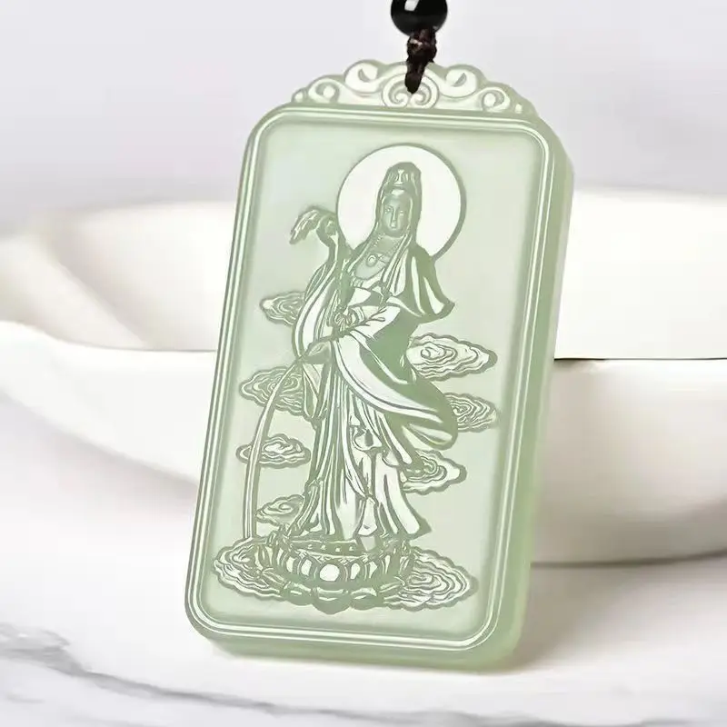 Guanyin Square Pendant Jade Pendant Men's Guanyin Brand Pendant Gift