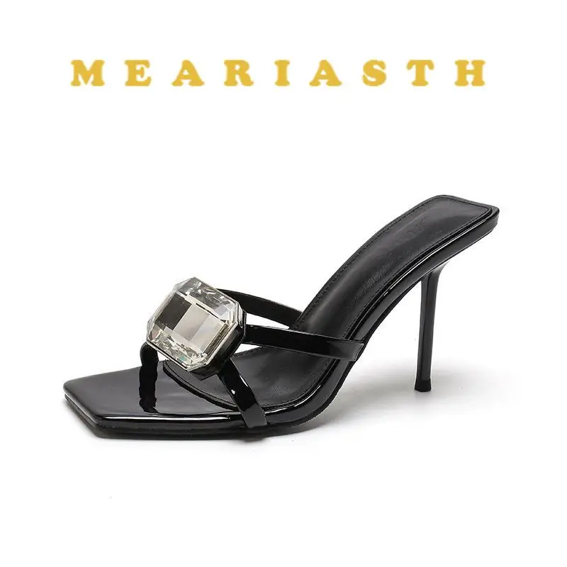 

Crystal Luxury Thin High Heels Slippers Women Summer Open Toe Fashion Slides Female Diamonds Designer Party Dress Sandals Women