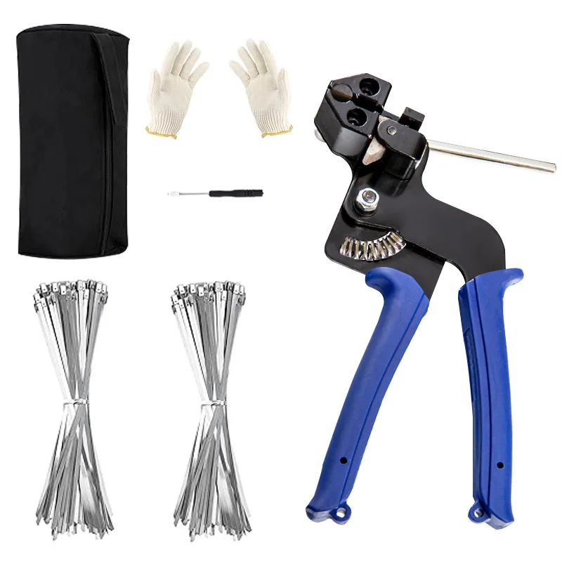

Outdoor Cable Tie Gun Metal Fastening Tool Cable Tie Plier Fastening Strap Cutter Stainless Steel Self-Locking Hand Tools Set
