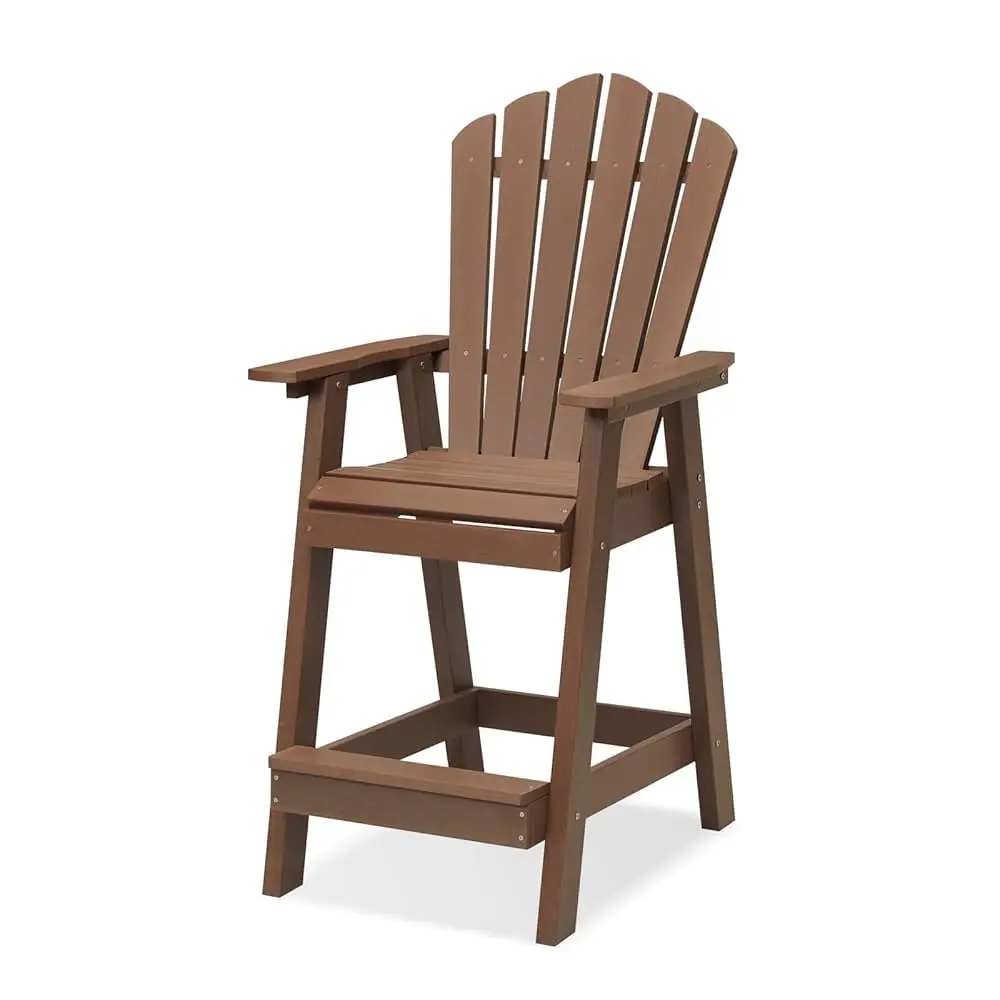 Tall Adirondack Chair, Poly Lumber Bar Stool with Tray, 180Lbs Support Furniture for Balcony Deck, Weather Resistant, Customized