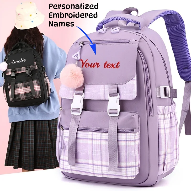 Personalized Custom Embroidered Name Backpacks School Bags for Daily Commutes Travel Back-to-School Gifts