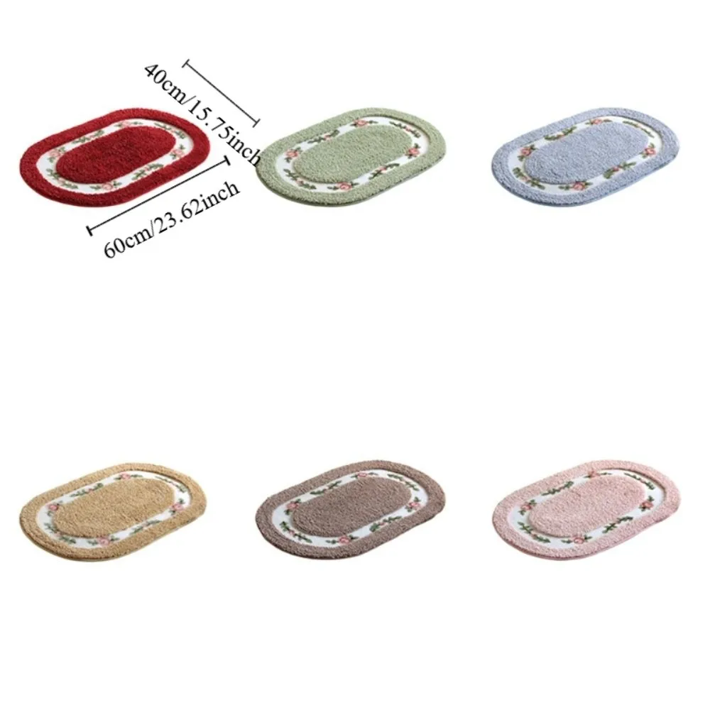 Practical Fluffy Rose Pattern Door Mat Absorbent Pastoral Style Bath Mat Thickened Nonslip Carpet Living Room 6