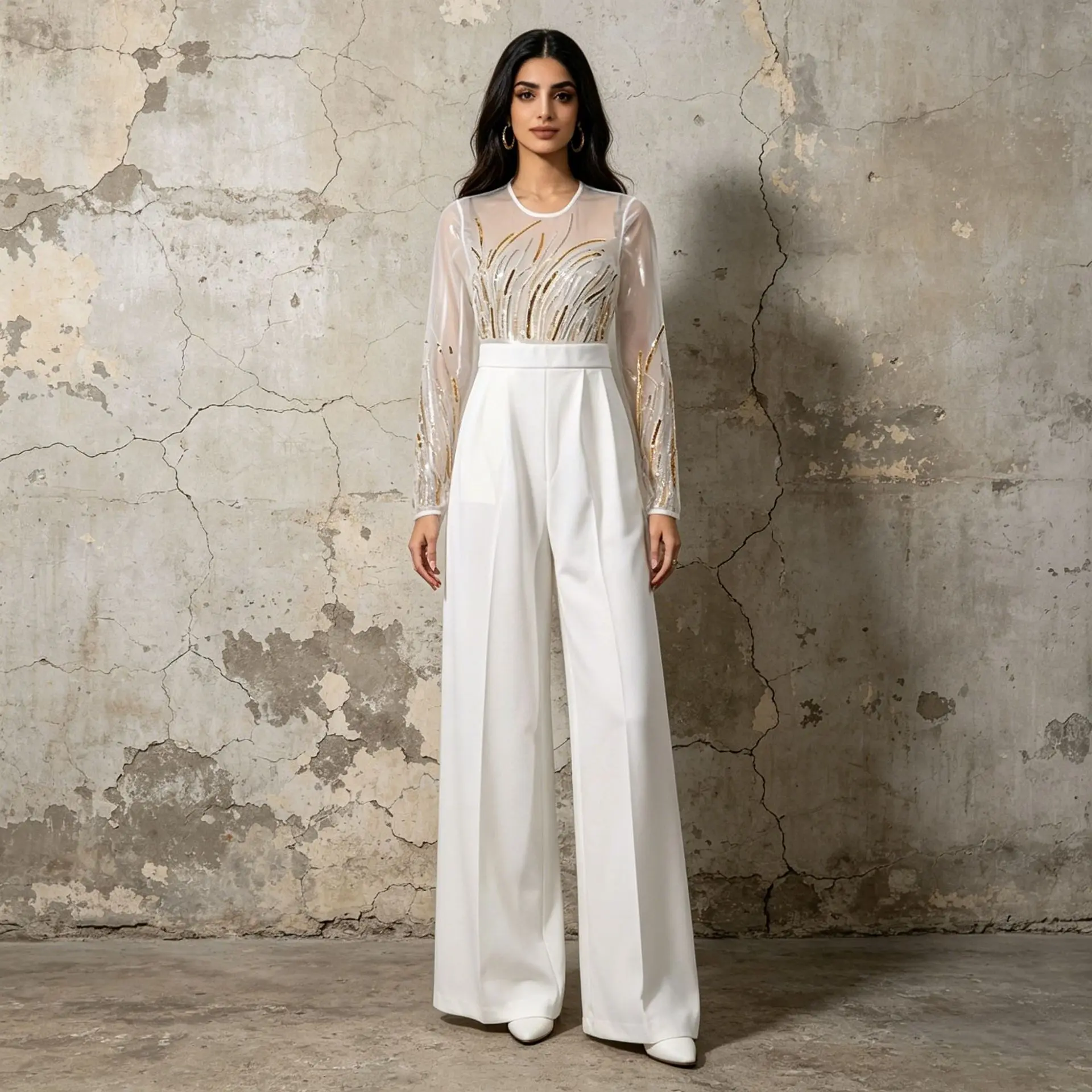 ZAMOR HIGH QUALITY Women's Elegant Commuter Jumpsuit 2026 Summer New Mesh Splicing See Through Top High Waist Solid Romper