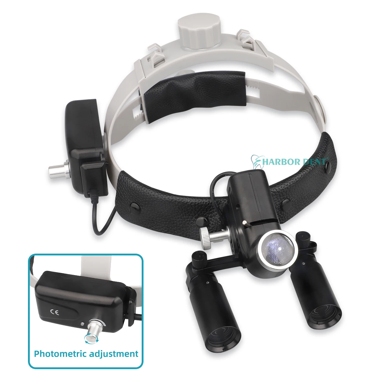 ENT Headlight Wireless 6X Binocular Loupes/5X High Magnification Lens 6000 Lumens 6h Runtime Harbor Dent