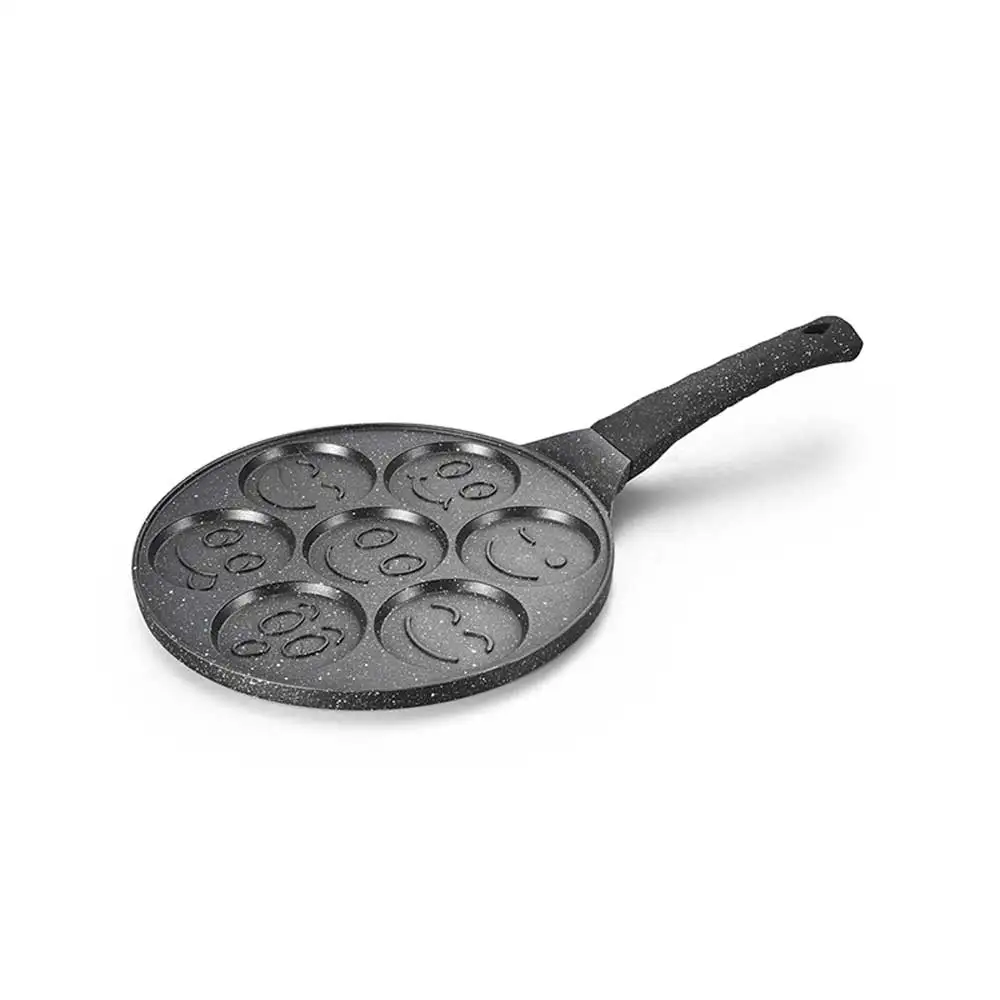 26cm antiaderente pan sete buracos waffle dos desenhos animados rosto sorridente assadeira café da manhã panqueca pan omelete panqueca