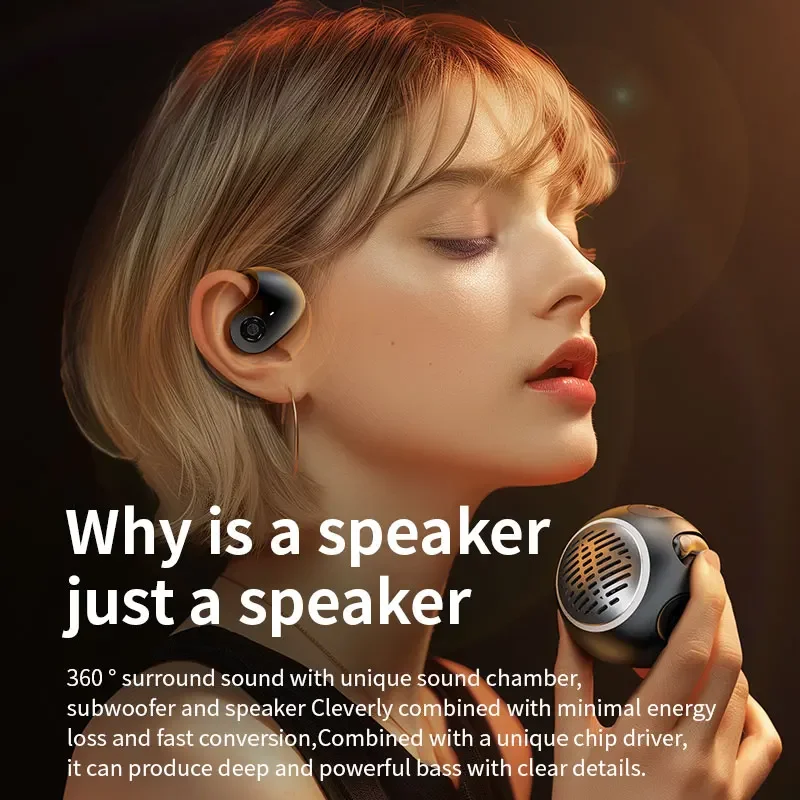 LlNuyoah headphone 2 in 1 telinga terbuka 2024 baru, Speaker Subwoofer olahraga earbud nirkabel sejati Bluetooth 5.3headset LX-08