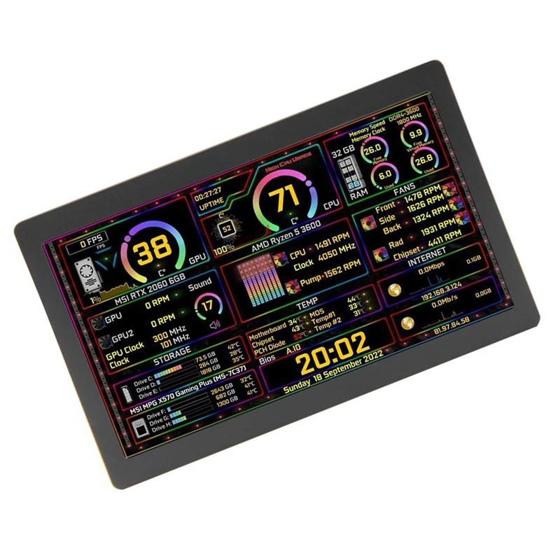 شاشة LCD 1024X600 مقاس 5 بوصات من النوع C شاشة عرض ثانوية تدعم عموديًا بحرية AIDA64