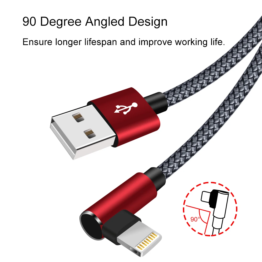 

ANSEIP 90 Degree iphone Charger Cable MFi Certified USB A to Lightning Cable for iPhone 13 14 Pro 11 12 mini XS Max XR X 7 8