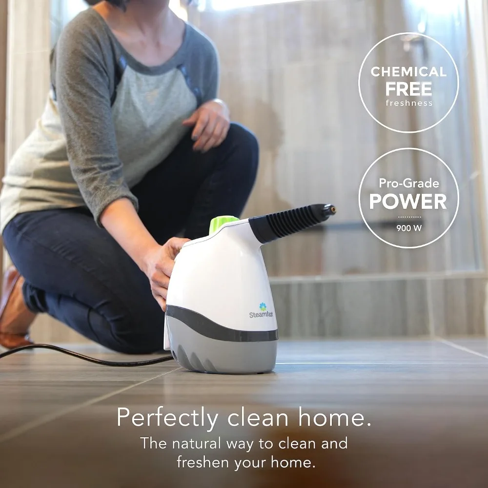 Handheld Steam Cleaner with 6 Accessories Included to Remove Dirt, Grime, Grease, Quick Heat Up Time, White