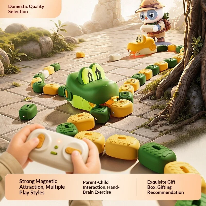 Magnetic RC Greedy Snake Car 2 Players Battle Interactive Toy with Energy Beans Rechargeable Remote Control Car for Boys Gift