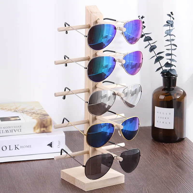 New Sun Glasses Eyeglasses Wood Display Stands Shelf Glasses Display Show Stand Holder Rack 9 Sizes Options Natural Material