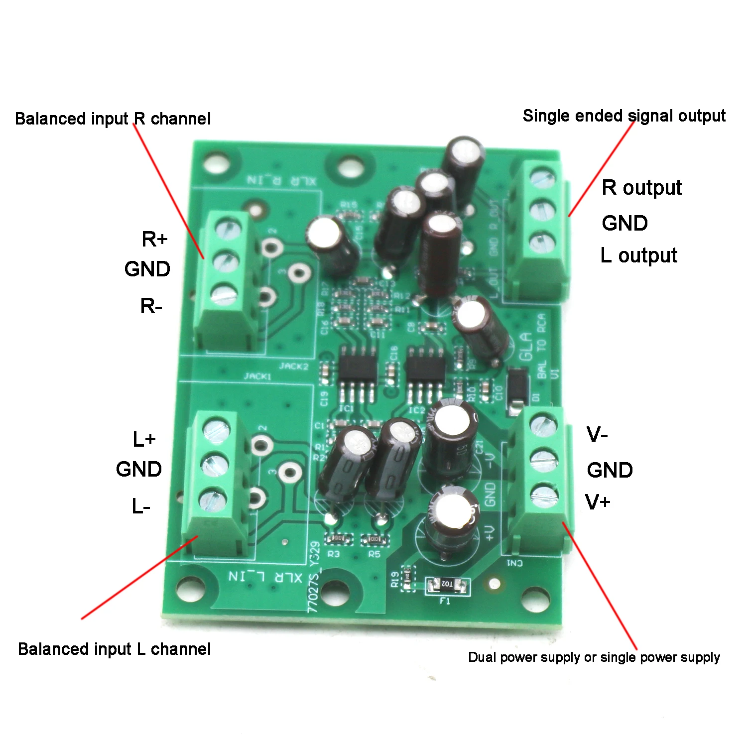 Stereo XLR Balanced Audio Input Converted To Single Ended RCA Audio Output . XLR Balanced TO RCA Board NE5532 OP Amp Amplifier