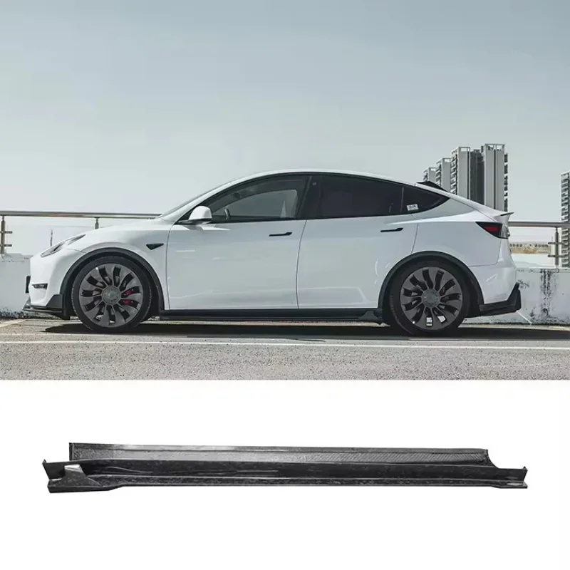 High Quality Glossy Black Carbon Fiber Side Skirt (Set of 2) In Pre-Preg Gloss Carbon Fiber Fit For Tesla Model Y