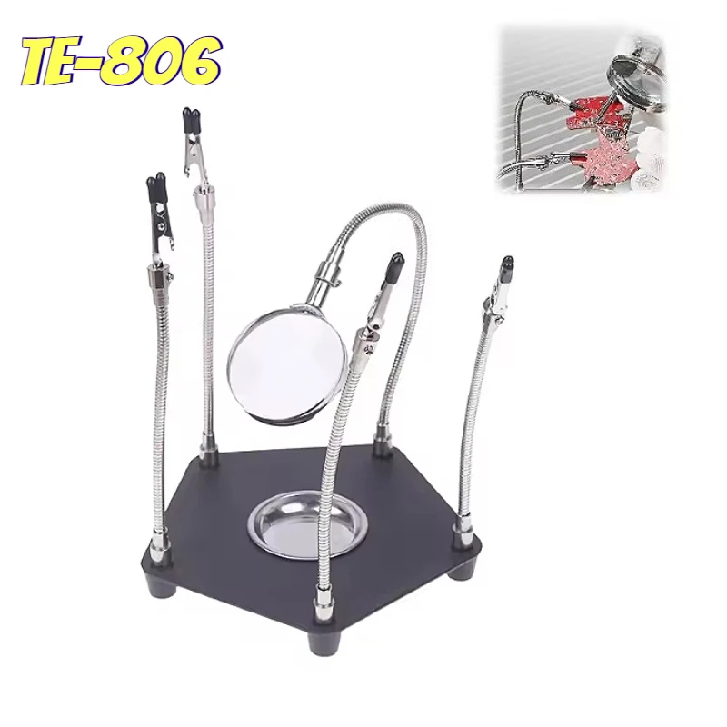 

Flexible Metal Arms 360° Rotating Table Soldering Magnifier With PCB Holder For Welding Station Desktop Magnifying Tool