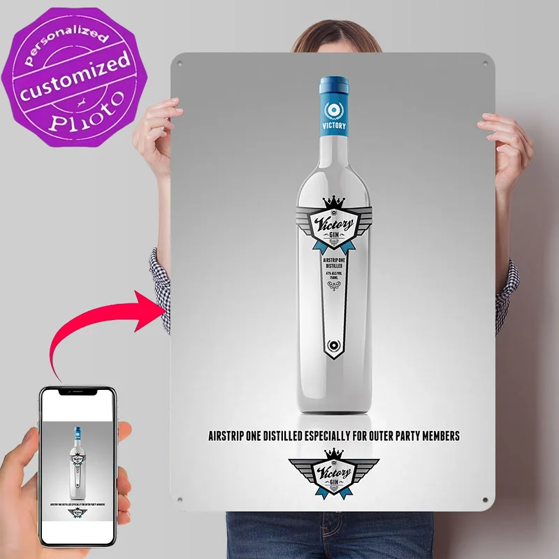 1984 Victory Gin Advertisement - George Orwell Metal Poster Perfect Gift for Fans Lovers Personalized Wall Art Metal Sign for