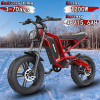 B6 Electric Bicycle 1200W Brushless Motor 48V15.6AH Lithium Battery off-road E Bike 20*4.0-inch Fat Tire Mountain Electric Bike