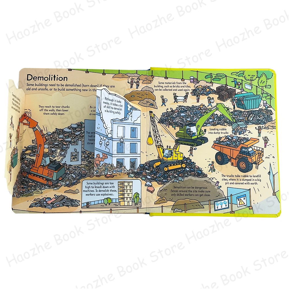 Imagem -05 - Usborne Look Inside Building Site Board Book Childrens Activity Inglês Hardcover Books Knowledge Learning Educação Kids Gift