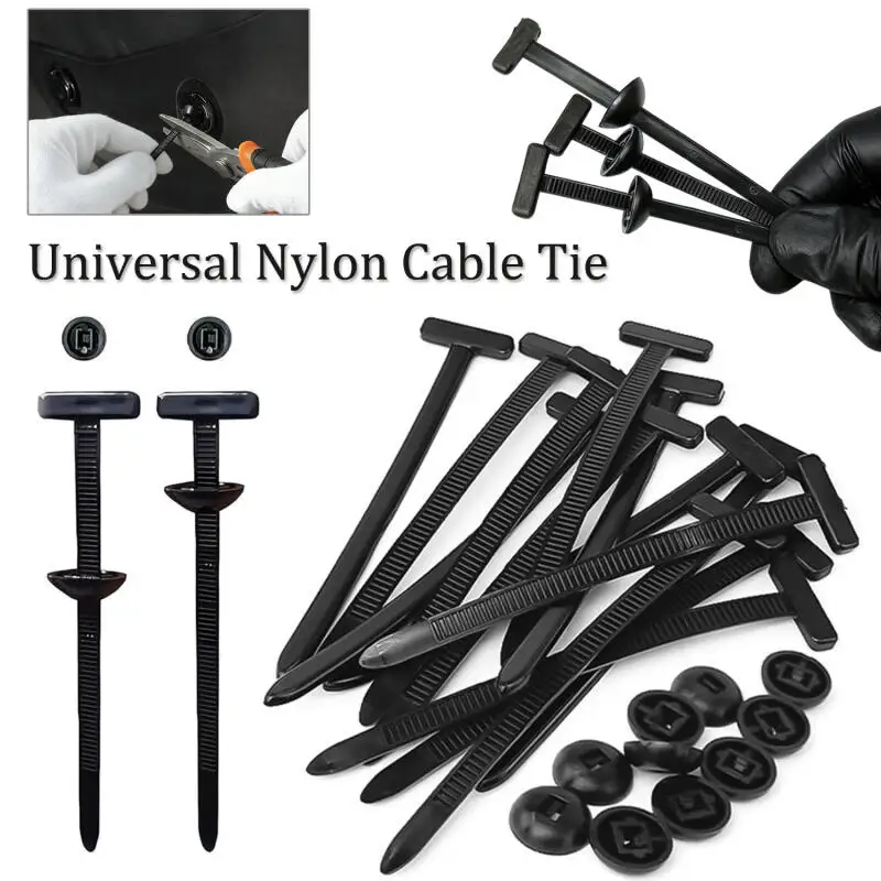 50~500pc Nylon Cable Ties Buckles Auto Fastener Screw Replacement Clip Car Fenders Trunk Engine Guard Panel Wire Management Tool