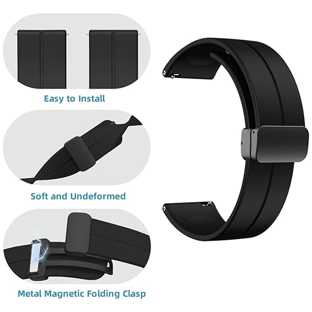 20mm 22mm Strap For Samsung Galaxy watch 3/4/5/6/7/FE/classic/Pro/Gear s3 40 44mm Silicone correa Magnetic Huawei GT 2e 3 4 band