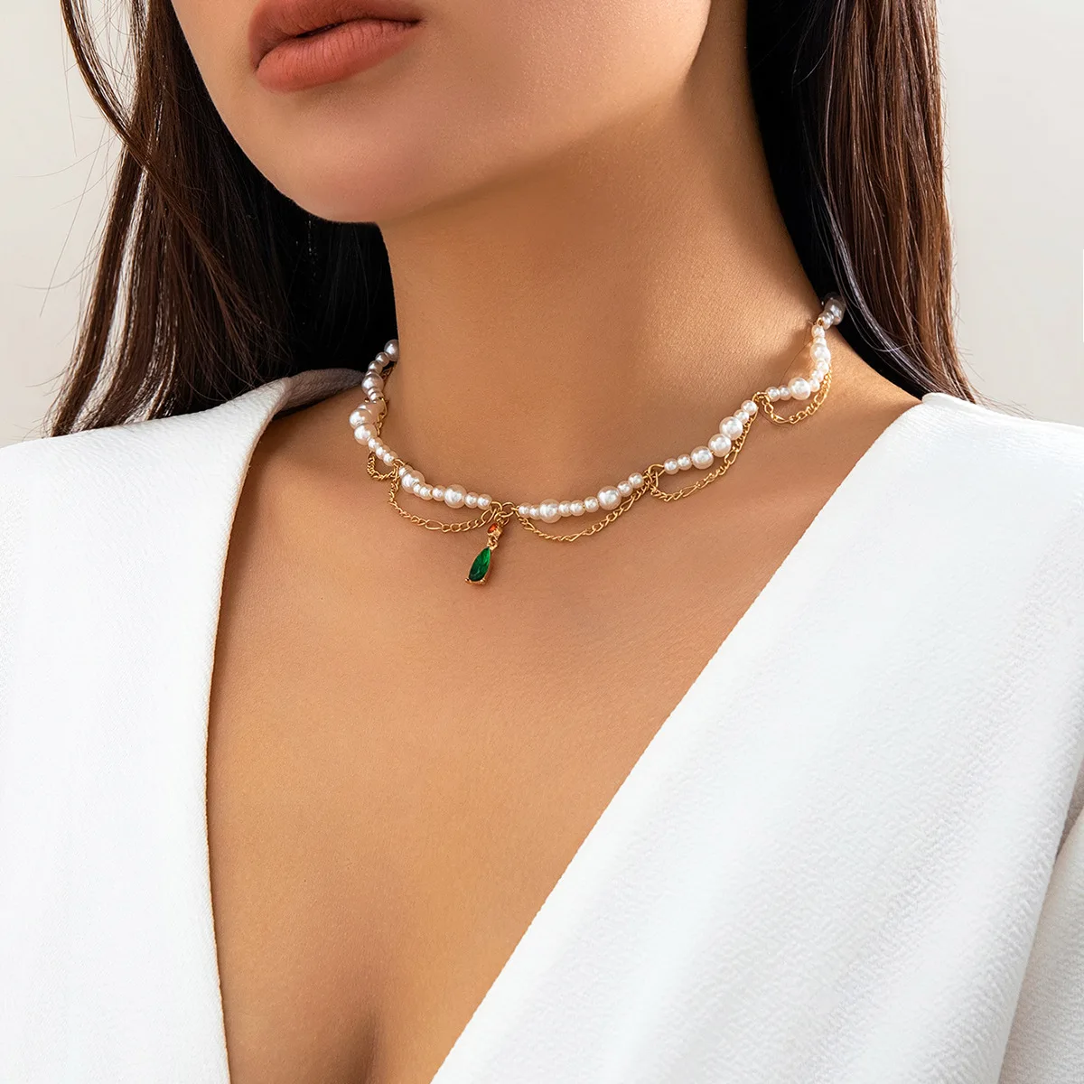 

Faux Pearl Ivory White Tassel Choker Necklace with Wavy Fringe Handmade Beaded Jewelry for Bridal Shower Party Lightweight Gift